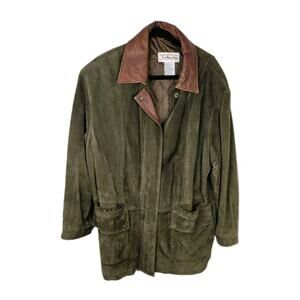 VTG Talbots Suede Jacket Women's Size M Brown Leather Full Zip Lined